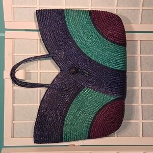 LARGE Double hat straw beach bag/tote 5676